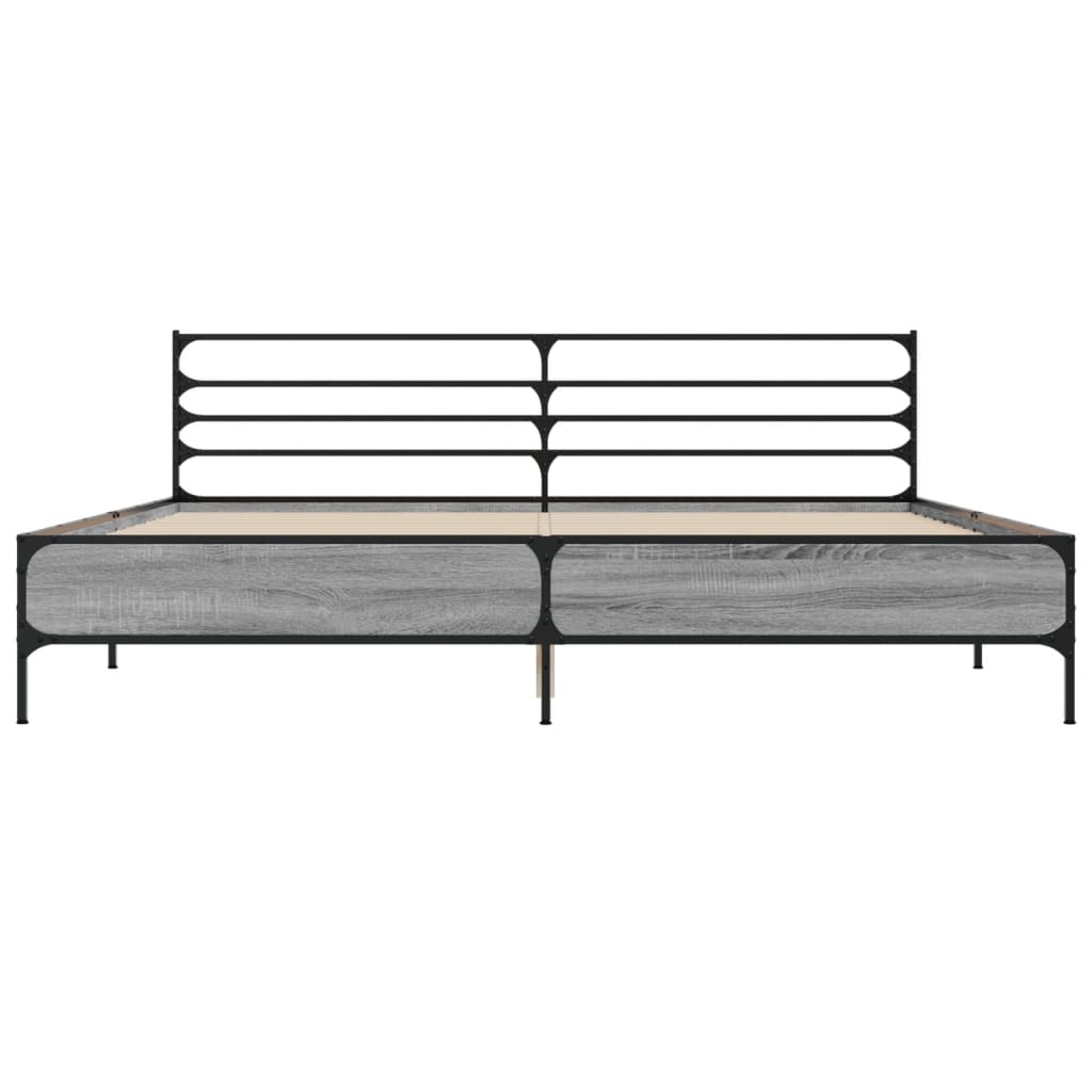 Cadru de pat, gri sonoma, 180x200 cm, lemn prelucrat și metal GartenMobel Dekor