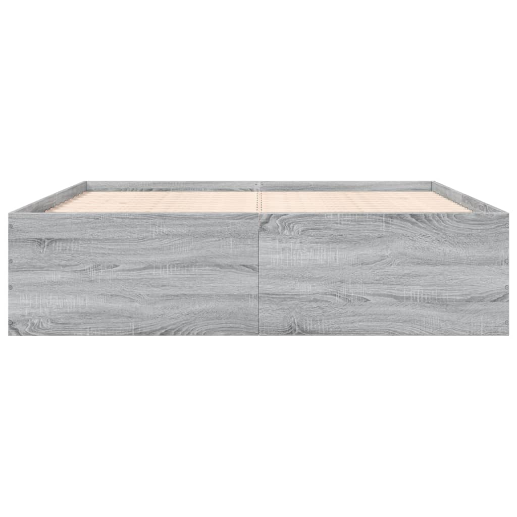 Cadru de pat, gri sonoma, 200x200 cm, lemn prelucrat GartenMobel Dekor