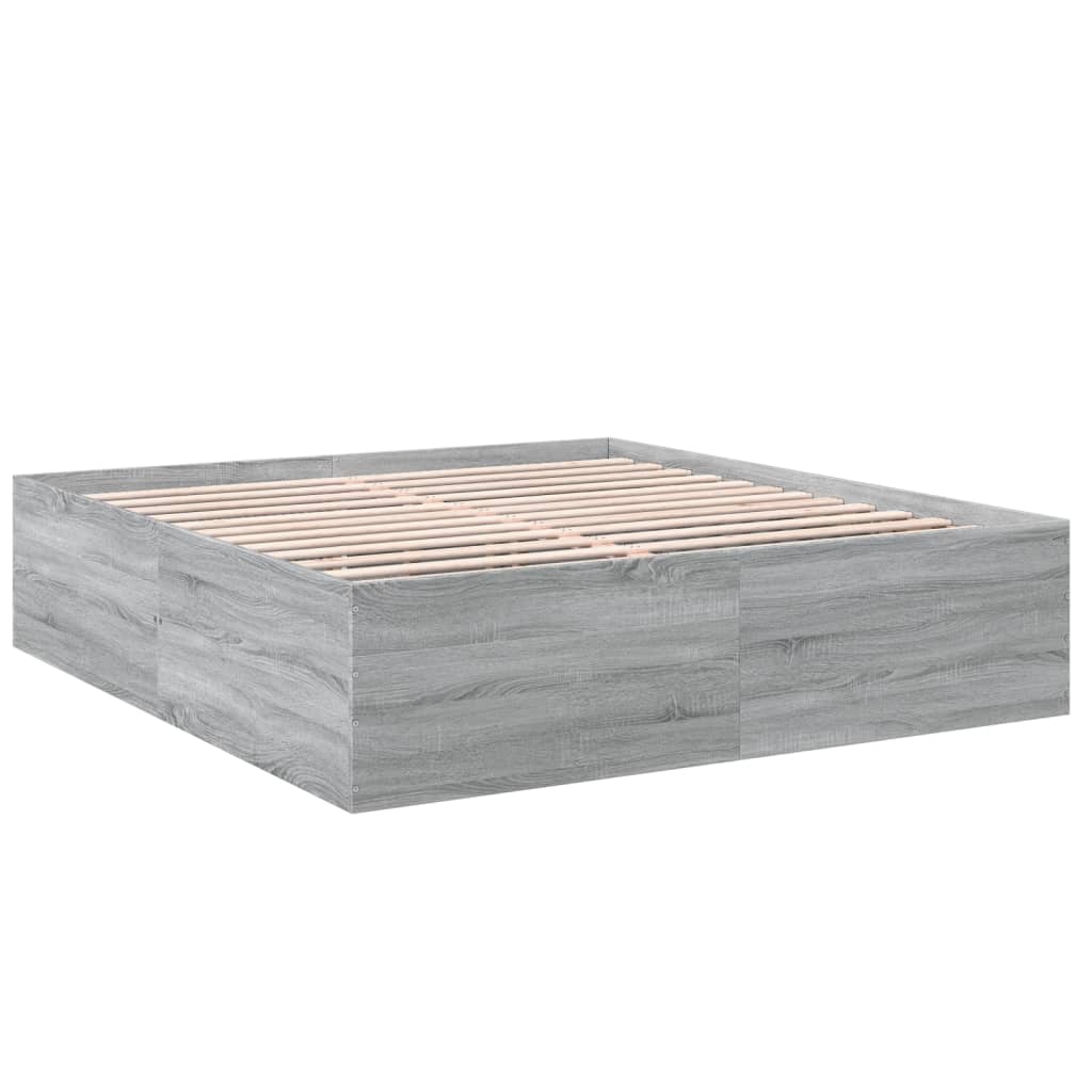Cadru de pat, gri sonoma, 200x200 cm, lemn prelucrat GartenMobel Dekor