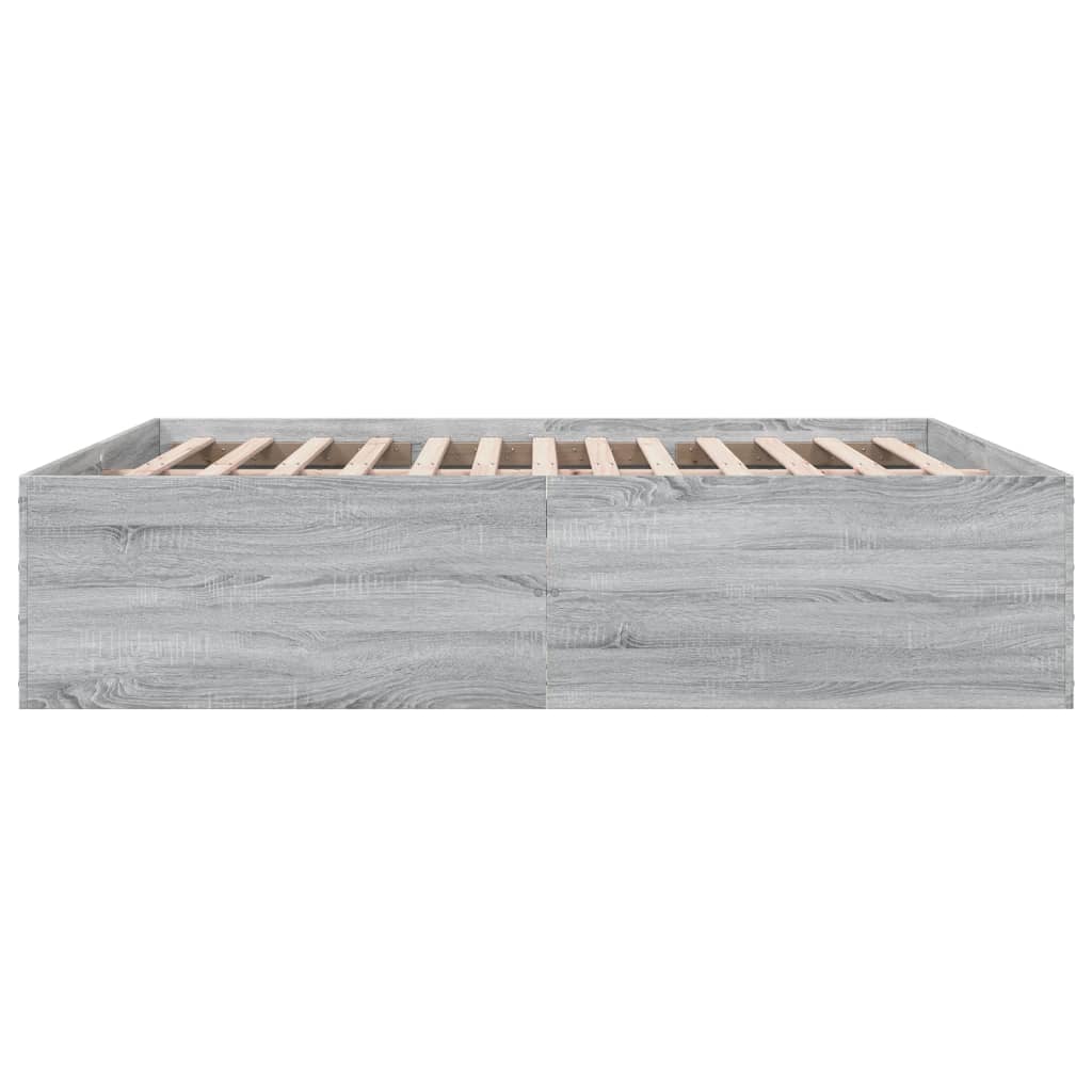 Cadru de pat, gri sonoma, 200x200 cm, lemn prelucrat GartenMobel Dekor