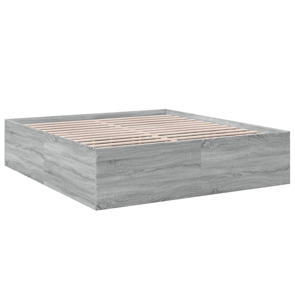Cadru de pat, gri sonoma, 200x200 cm, lemn prelucrat GartenMobel Dekor