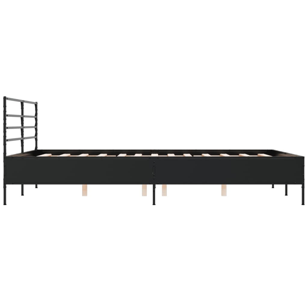 Cadru de pat, negru, 160x200 cm, lemn prelucrat și metal GartenMobel Dekor