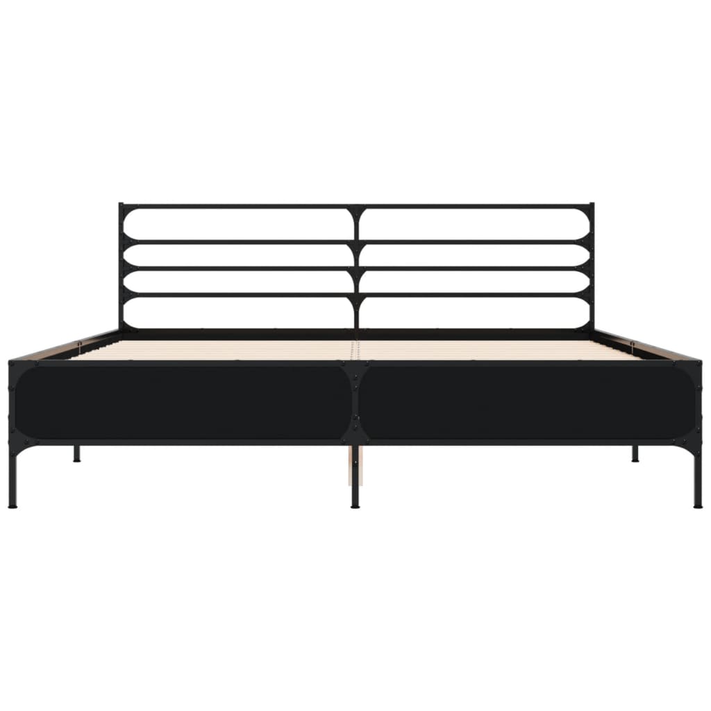 Cadru de pat, negru, 160x200 cm, lemn prelucrat și metal GartenMobel Dekor