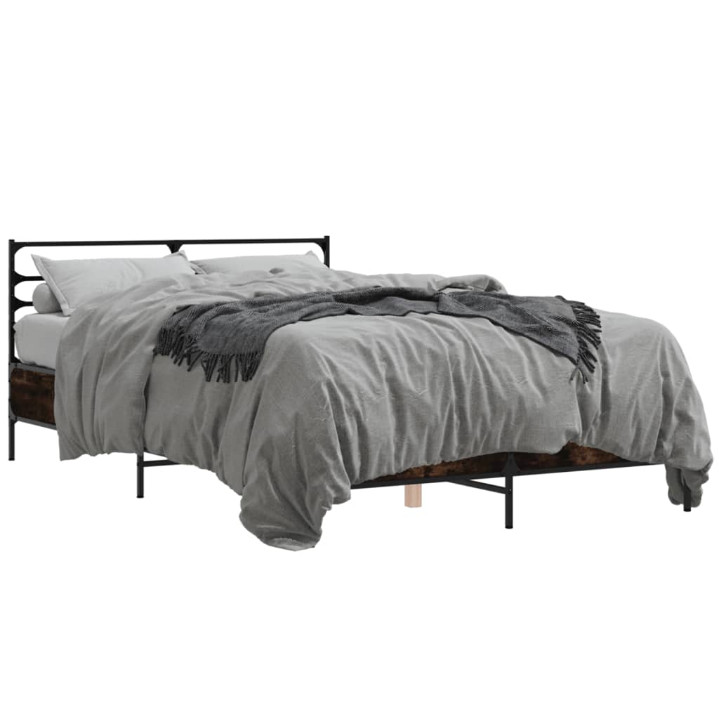 Cadru de pat, stejar fumuriu 120x200 cm lemn prelucrat și metal GartenMobel Dekor
