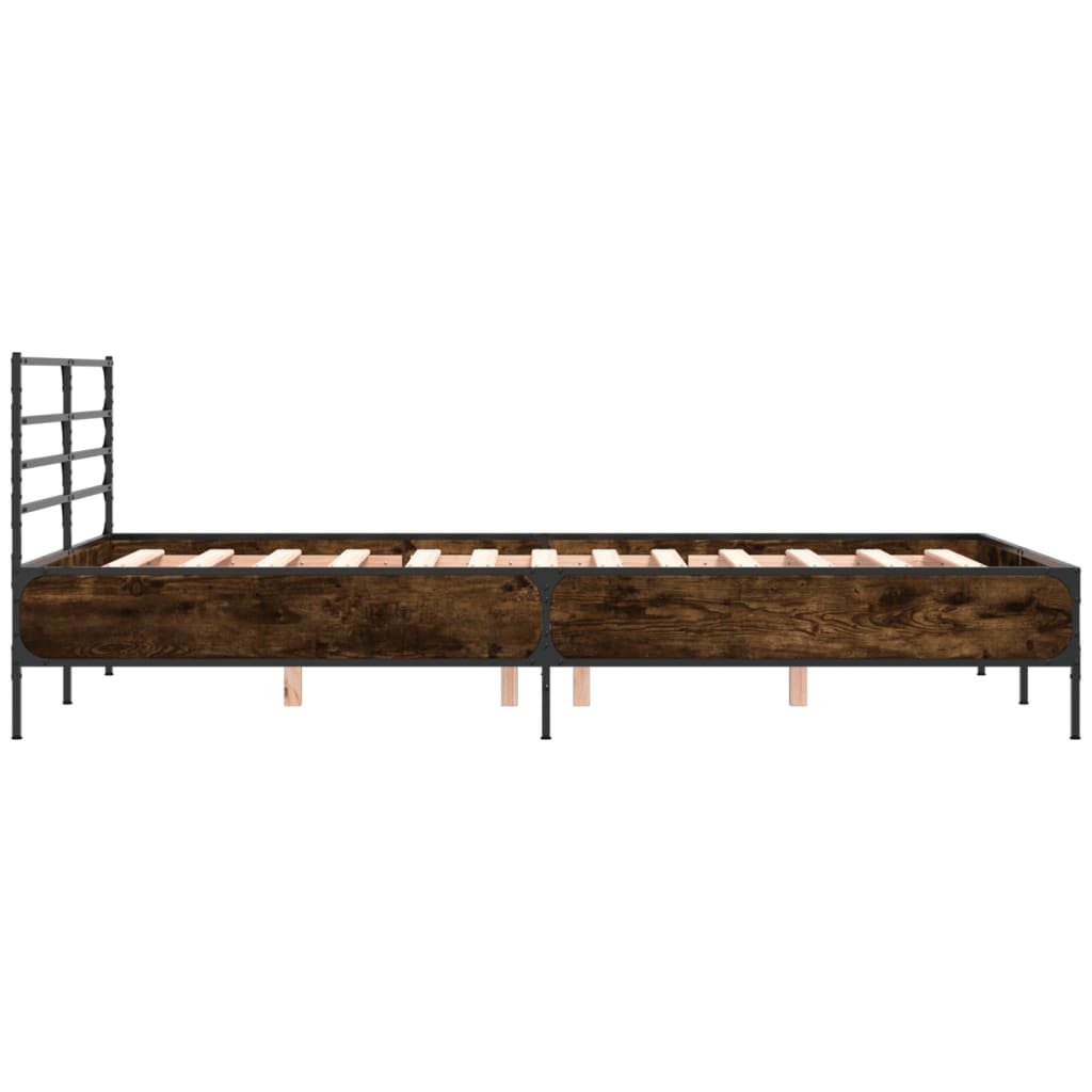 Cadru de pat, stejar fumuriu 140x200 cm lemn prelucrat și metal GartenMobel Dekor