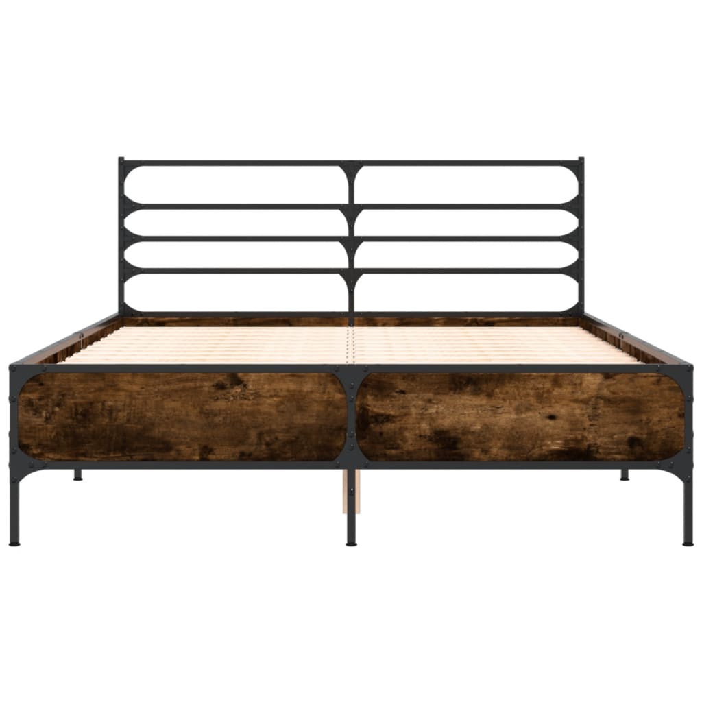 Cadru de pat, stejar fumuriu 140x200 cm lemn prelucrat și metal GartenMobel Dekor