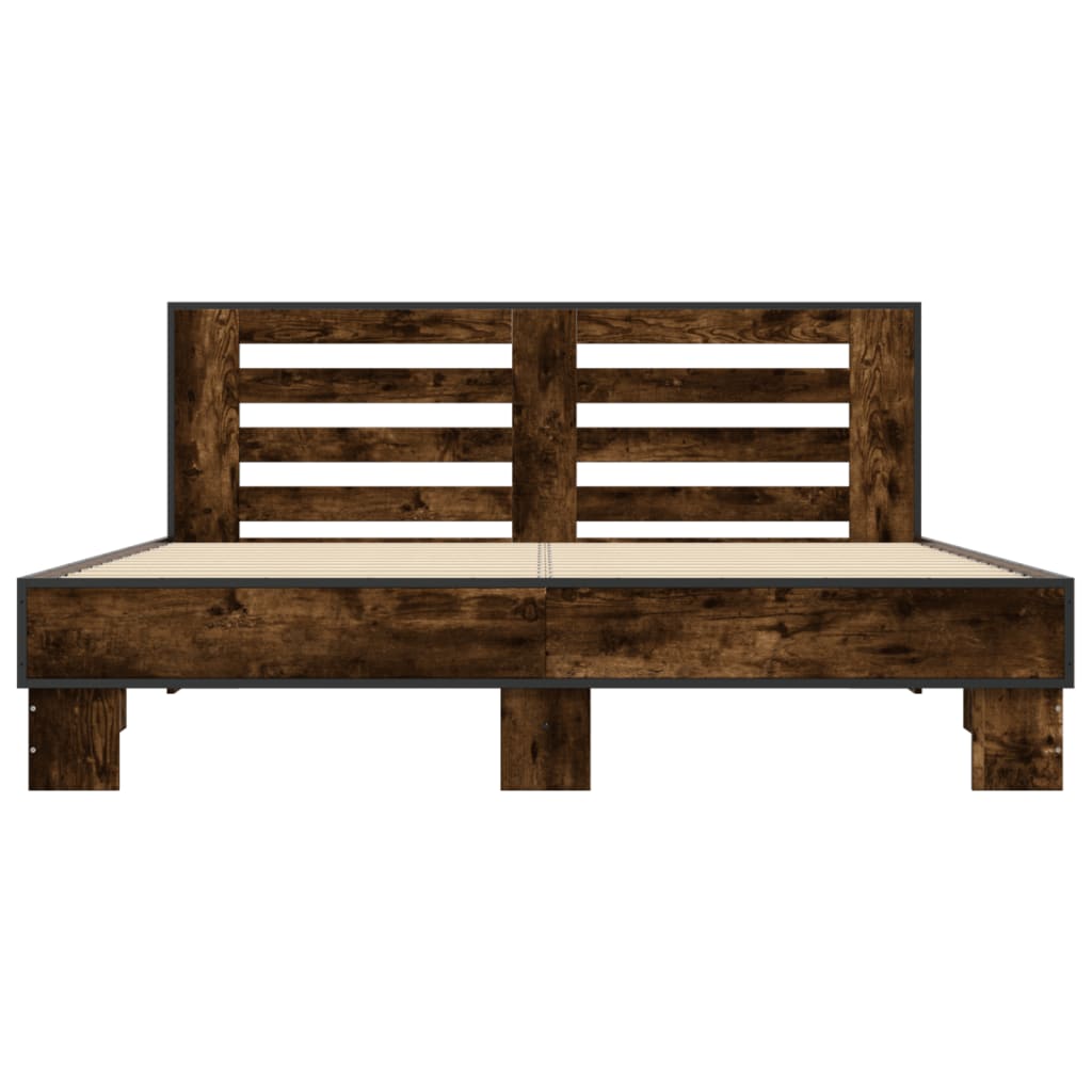 Cadru de pat, stejar fumuriu 150x200 cm lemn prelucrat și metal GartenMobel Dekor