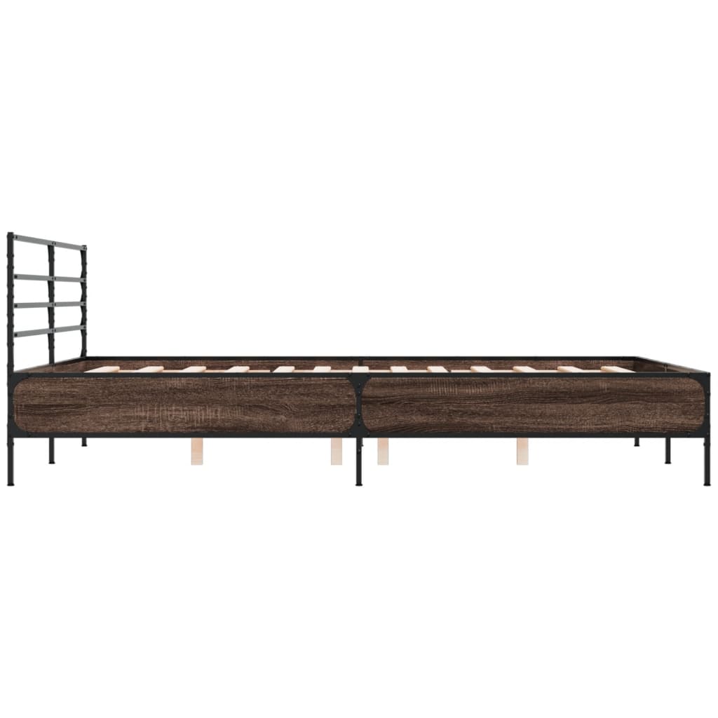 Cadru de pat, stejar fumuriu 160x200 cm lemn prelucrat și metal GartenMobel Dekor