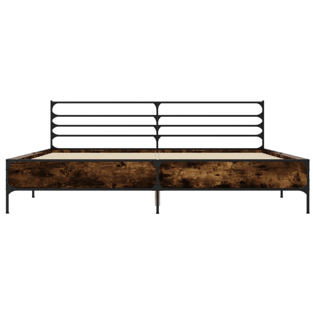 Cadru de pat, stejar fumuriu 200x200 cm lemn prelucrat și metal GartenMobel Dekor
