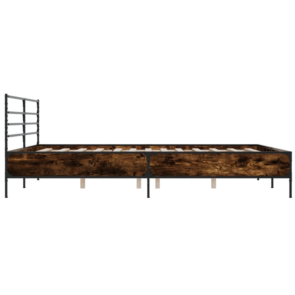 Cadru de pat, stejar fumuriu 200x200 cm lemn prelucrat și metal GartenMobel Dekor