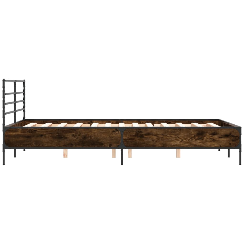 Cadru de pat, stejar maro, 135x190 cm, lemn prelucrat și metal GartenMobel Dekor