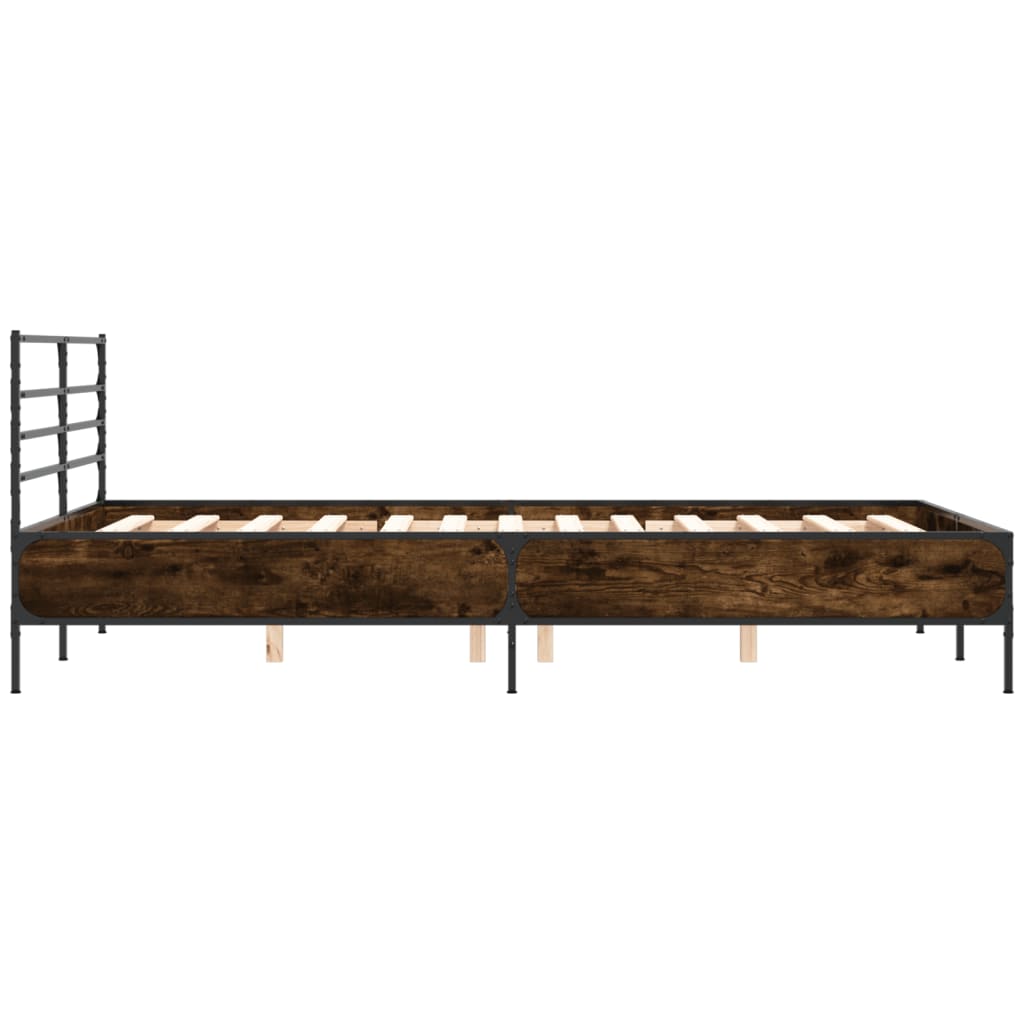 Cadru de pat, stejar maro, 140x190 cm, lemn prelucrat și metal GartenMobel Dekor