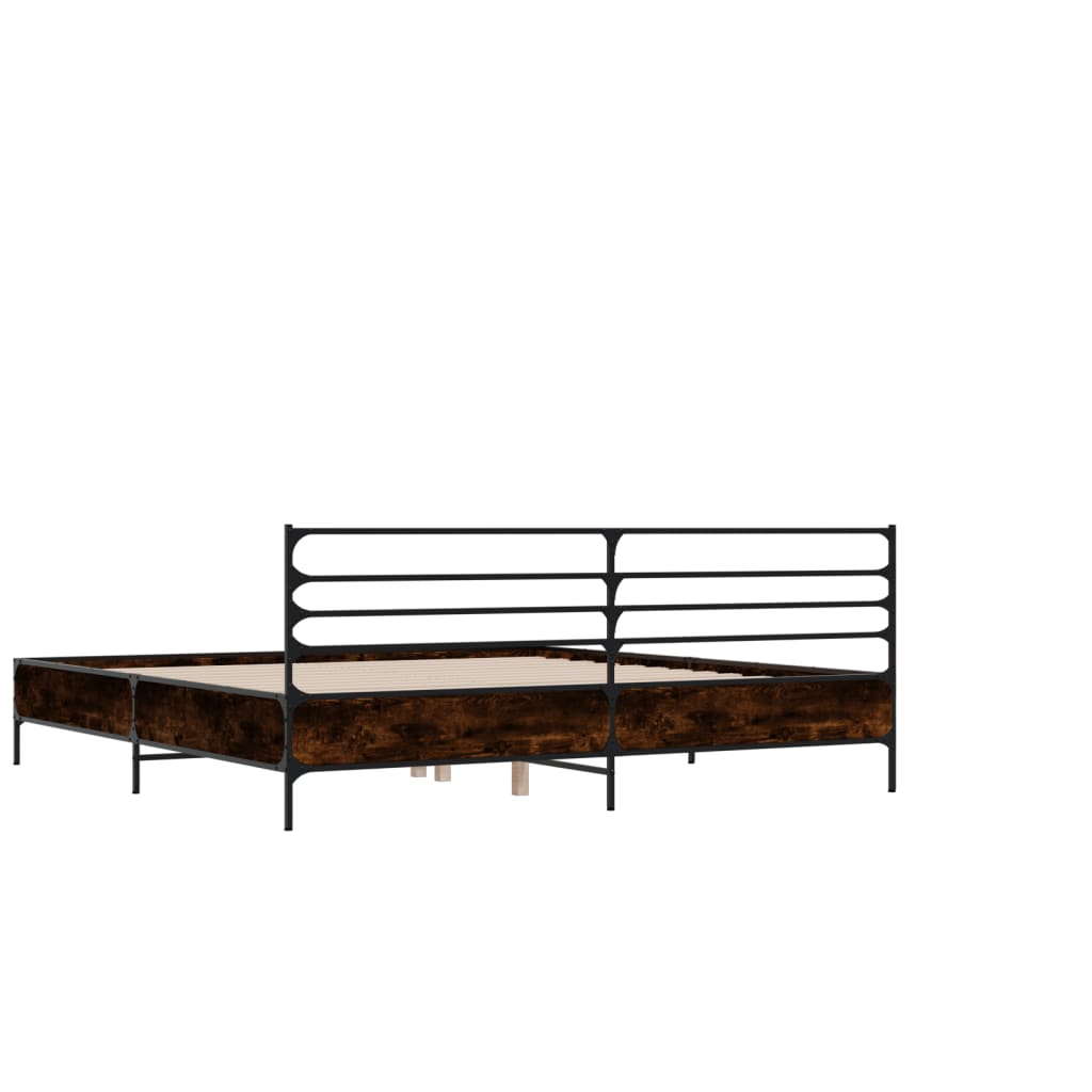 Cadru de pat, stejar maro, 140x190 cm, lemn prelucrat și metal GartenMobel Dekor