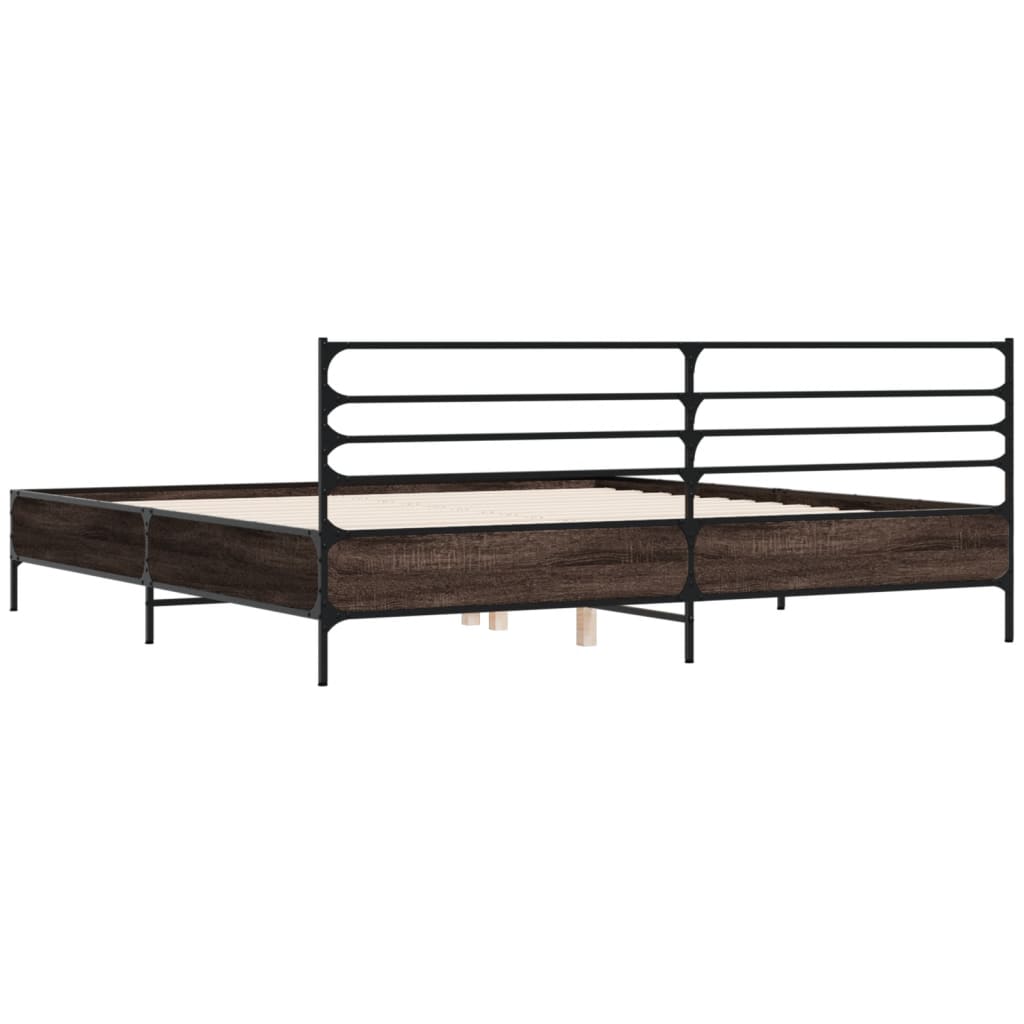 Cadru de pat, stejar maro, 180x200 cm, lemn prelucrat și metal GartenMobel Dekor