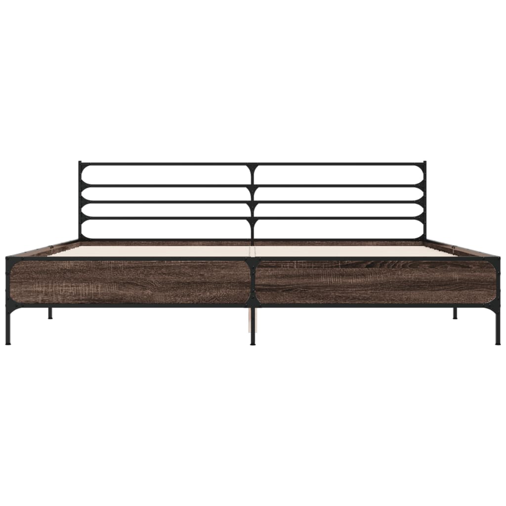 Cadru de pat, stejar maro, 180x200 cm, lemn prelucrat și metal GartenMobel Dekor