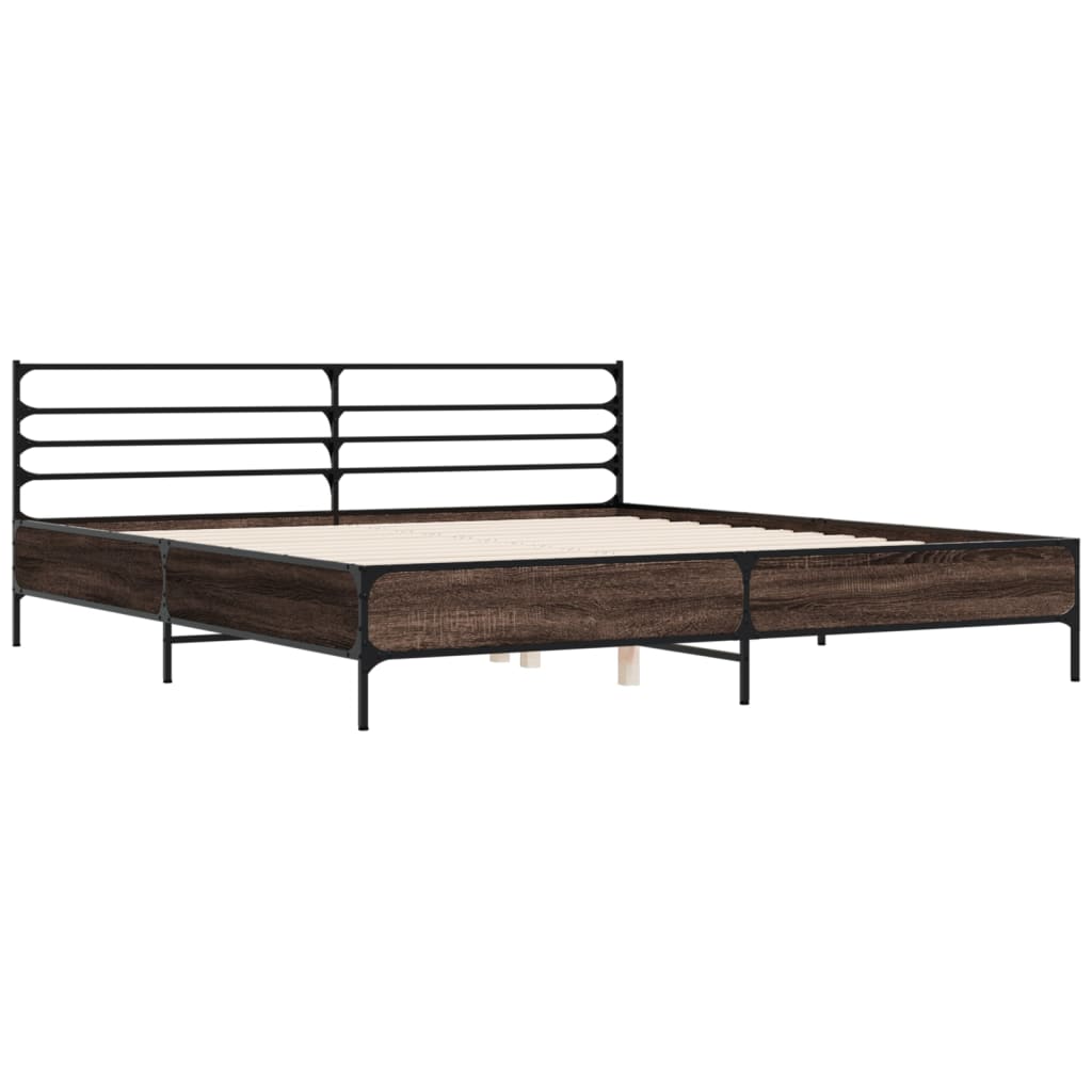 Cadru de pat, stejar maro, 180x200 cm, lemn prelucrat și metal GartenMobel Dekor