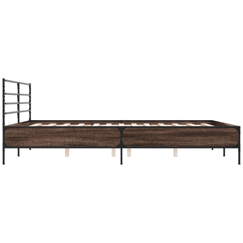 Cadru de pat, stejar maro, 180x200 cm, lemn prelucrat și metal GartenMobel Dekor