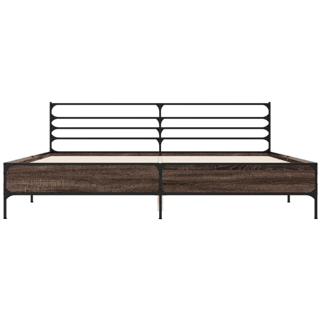 Cadru de pat, stejar maro, 200x200 cm, lemn prelucrat și metal GartenMobel Dekor