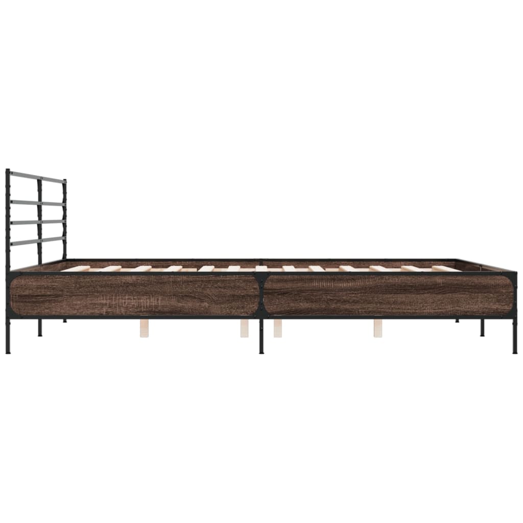 Cadru de pat, stejar maro, 200x200 cm, lemn prelucrat și metal GartenMobel Dekor