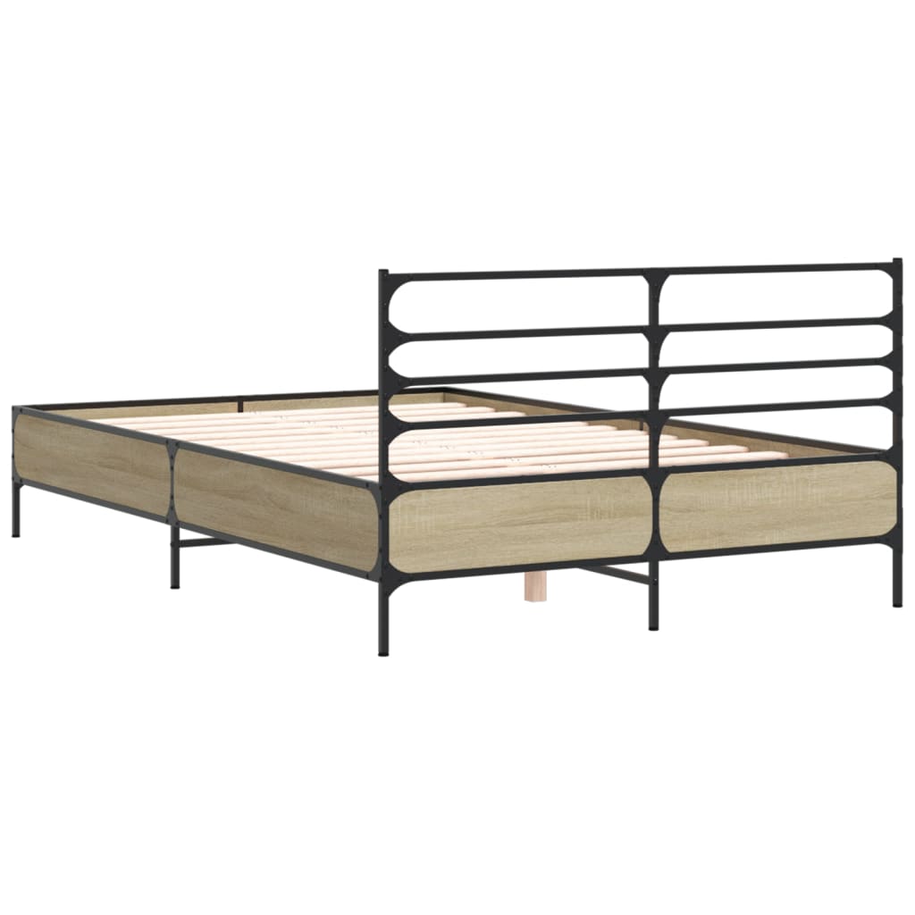 Cadru de pat, stejar sonoma, 120x190cm, lemn prelucrat și metal GartenMobel Dekor