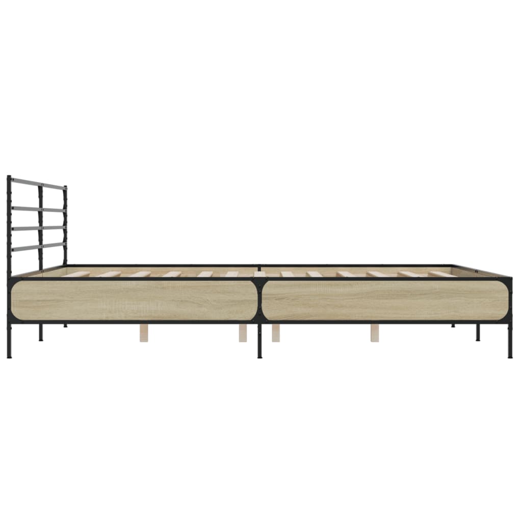 Cadru de pat, stejar sonoma, 180x200cm, lemn prelucrat și metal GartenMobel Dekor