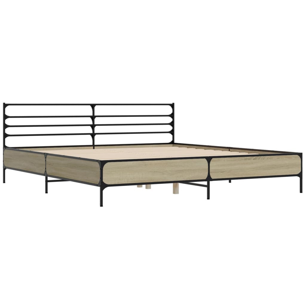 Cadru de pat, stejar sonoma, 180x200cm, lemn prelucrat și metal GartenMobel Dekor
