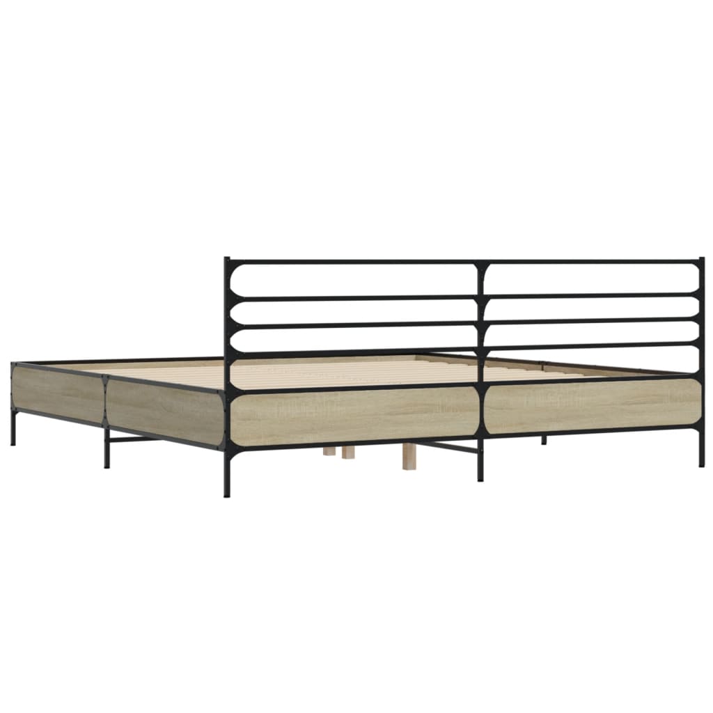 Cadru de pat, stejar sonoma, 180x200cm, lemn prelucrat și metal GartenMobel Dekor