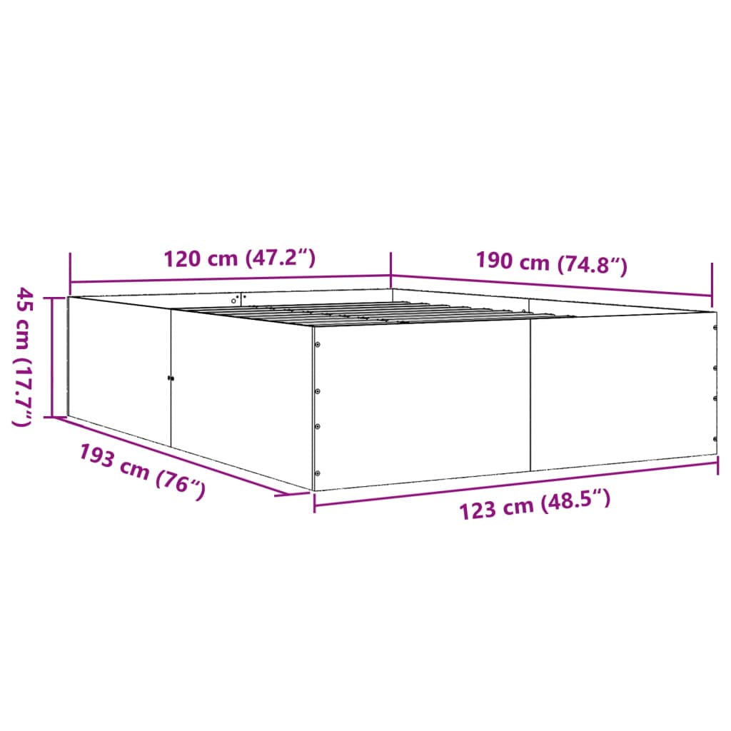Cadru de pat, alb, 120x190 cm, lemn prelucrat GartenMobel Dekor