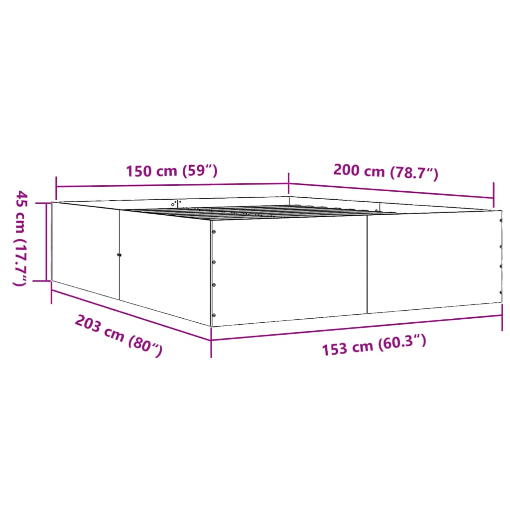 Cadru de pat, alb, 150x200 cm, lemn prelucrat GartenMobel Dekor