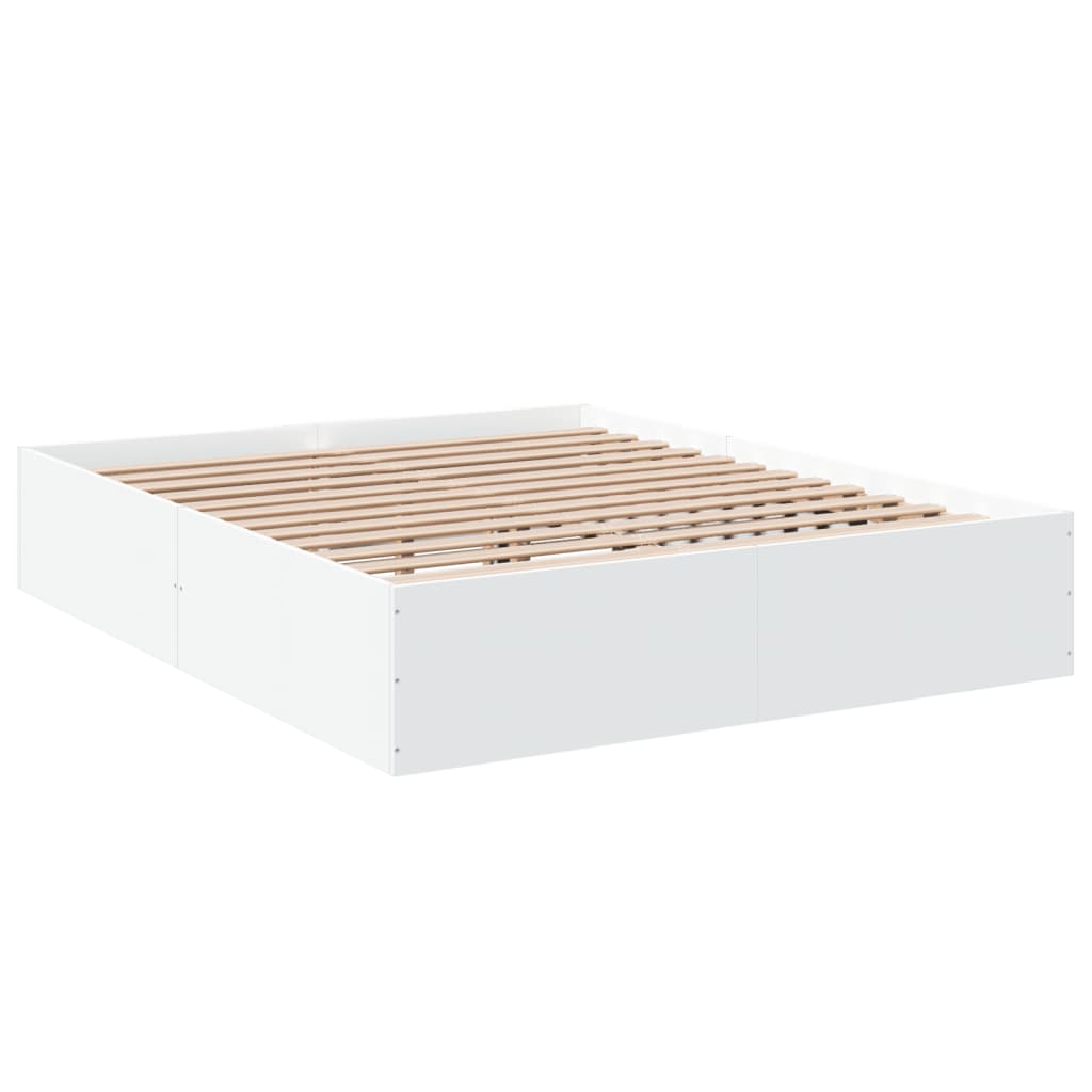 Cadru de pat, alb, 150x200 cm, lemn prelucrat GartenMobel Dekor