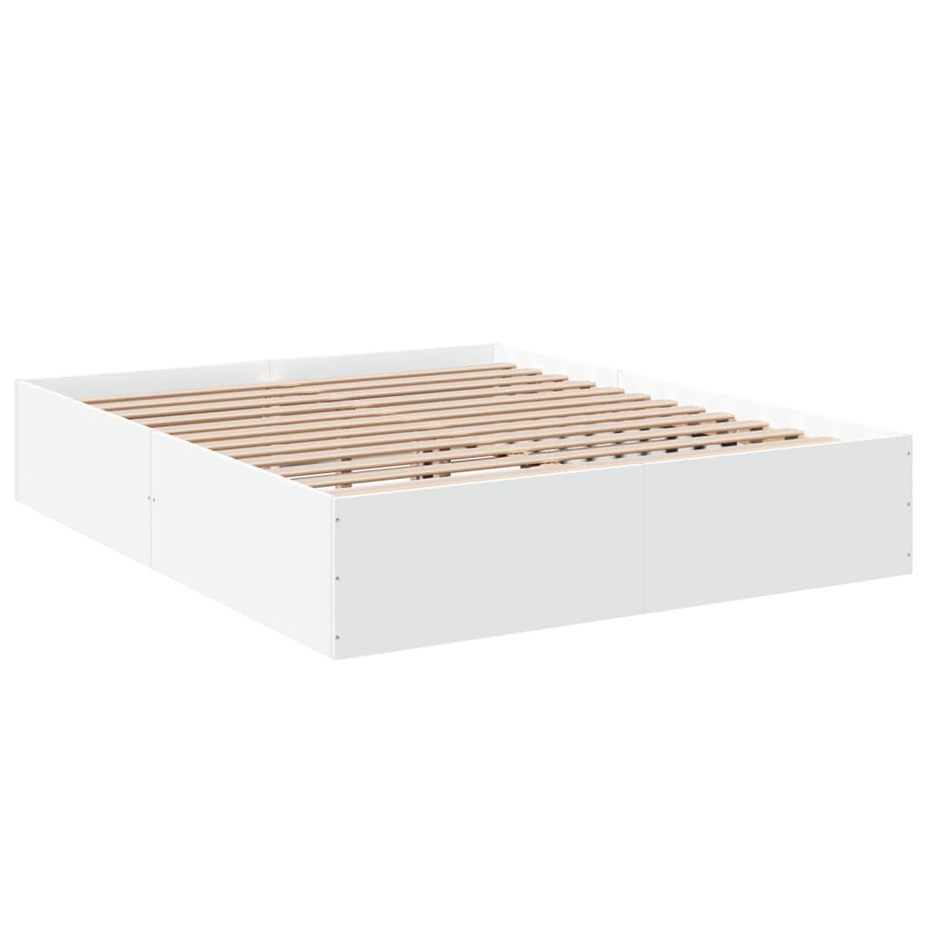 Cadru de pat, alb, 150x200 cm, lemn prelucrat GartenMobel Dekor