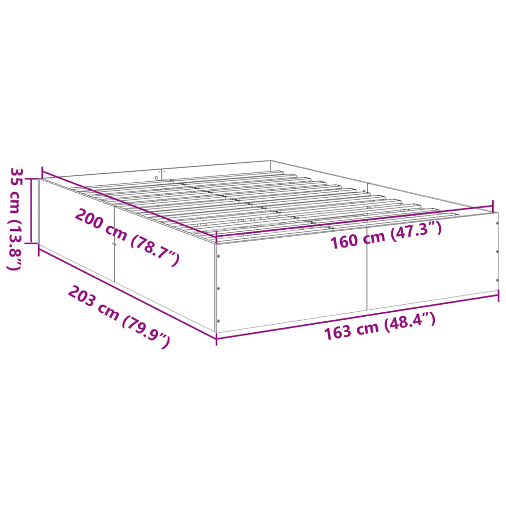 Cadru de pat, alb, 160x200 cm, lemn prelucrat GartenMobel Dekor