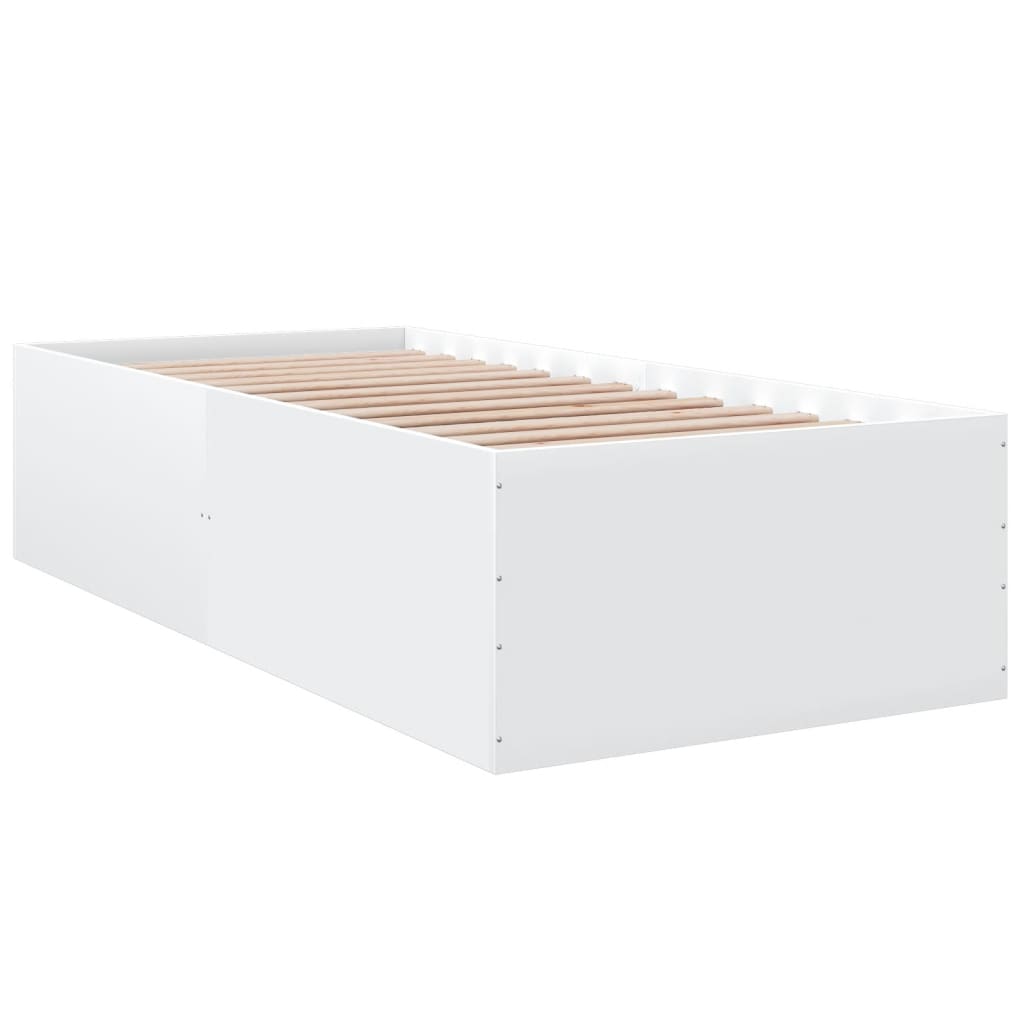 Cadru de pat, alb, 75x190 cm, lemn prelucrat GartenMobel Dekor