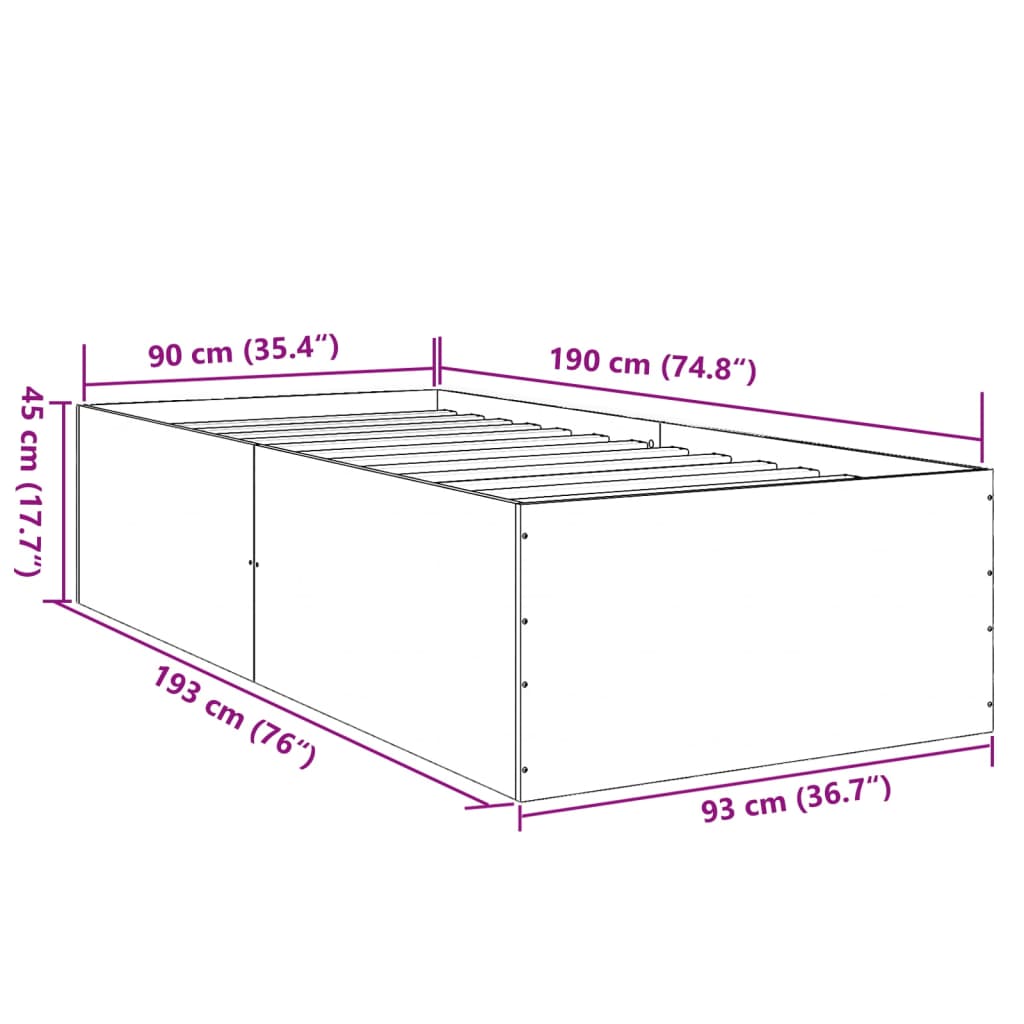 Cadru de pat, alb, 90x190 cm, lemn prelucrat GartenMobel Dekor