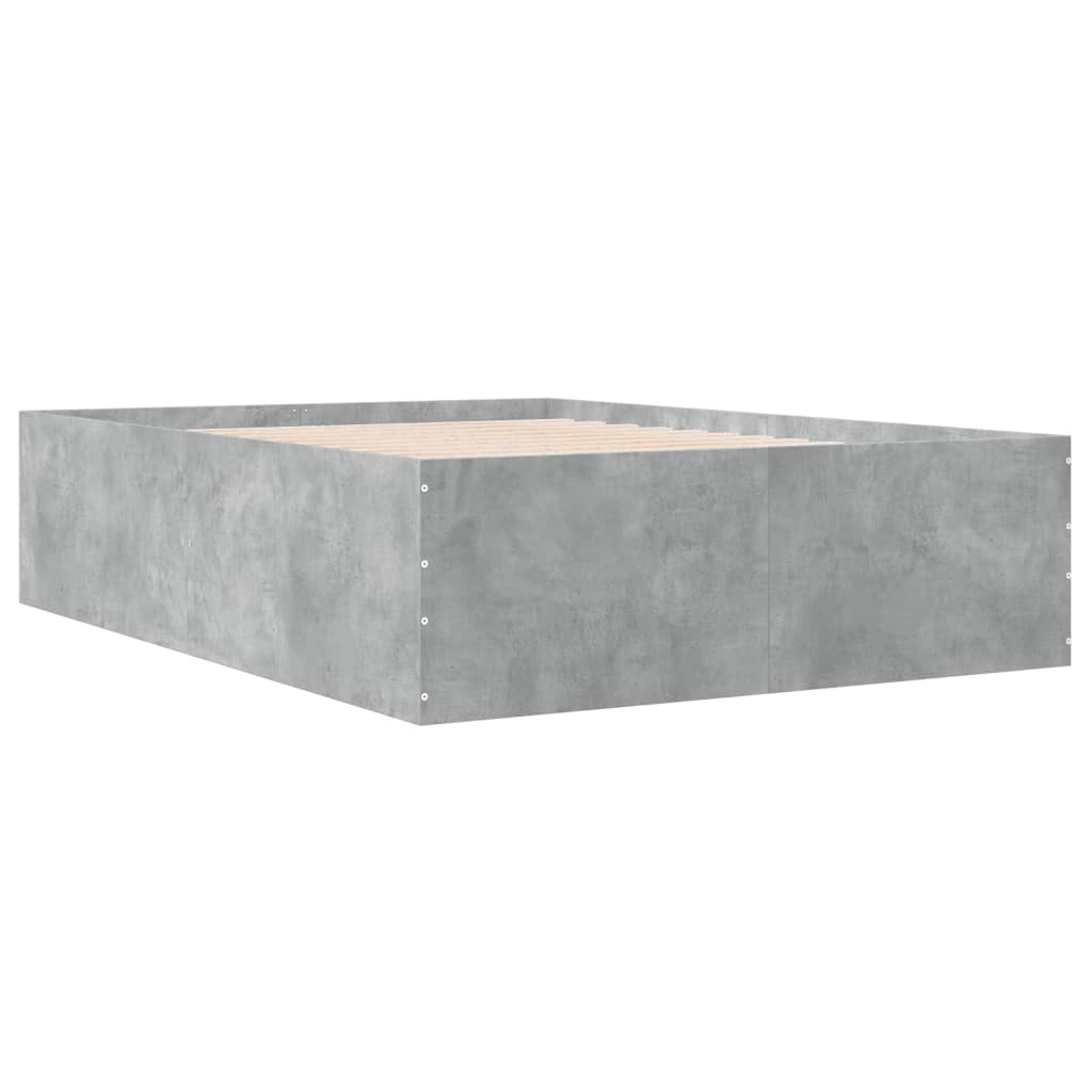 Cadru de pat, gri beton, 120x200 cm, lemn prelucrat GartenMobel Dekor