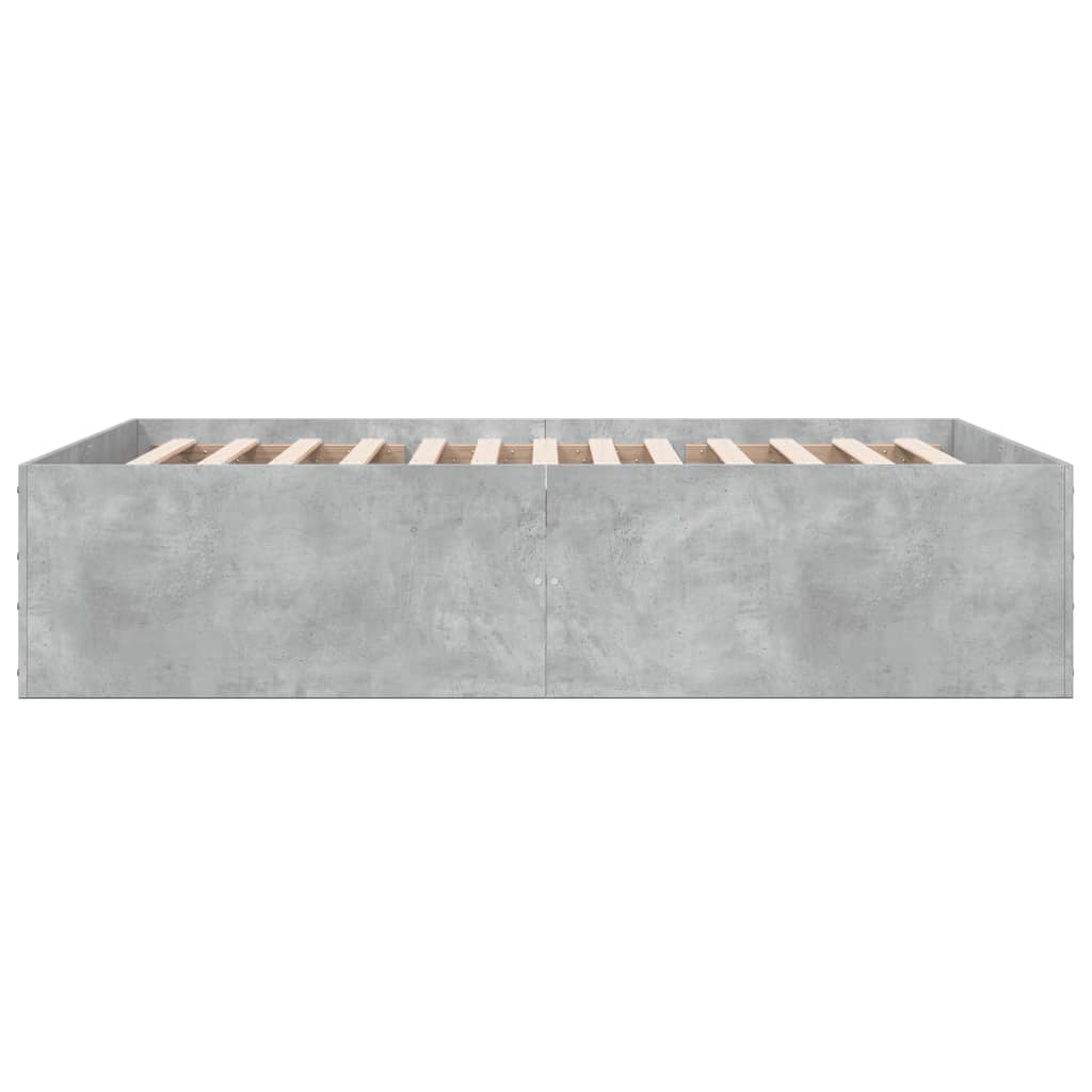 Cadru de pat, gri beton, 135x190 cm, lemn prelucrat GartenMobel Dekor