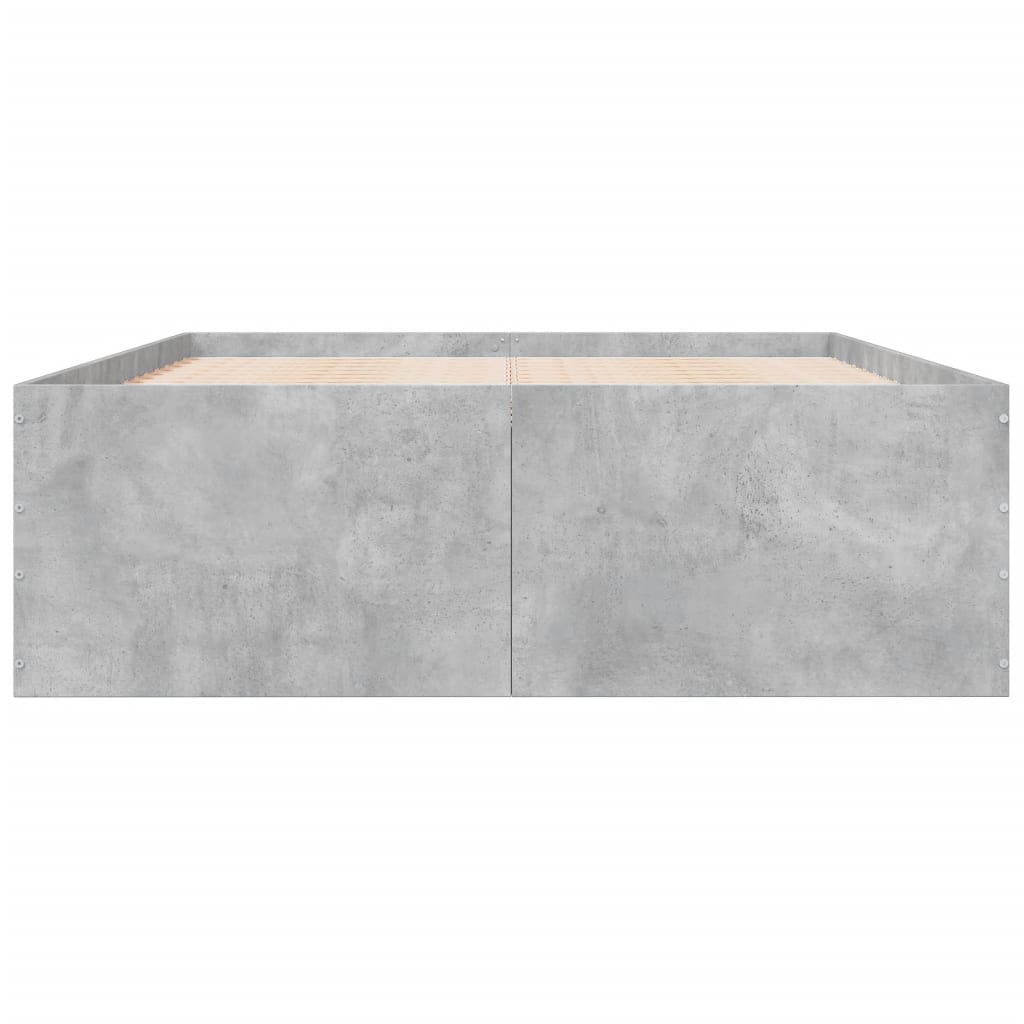 Cadru de pat, gri beton, 135x190 cm, lemn prelucrat GartenMobel Dekor