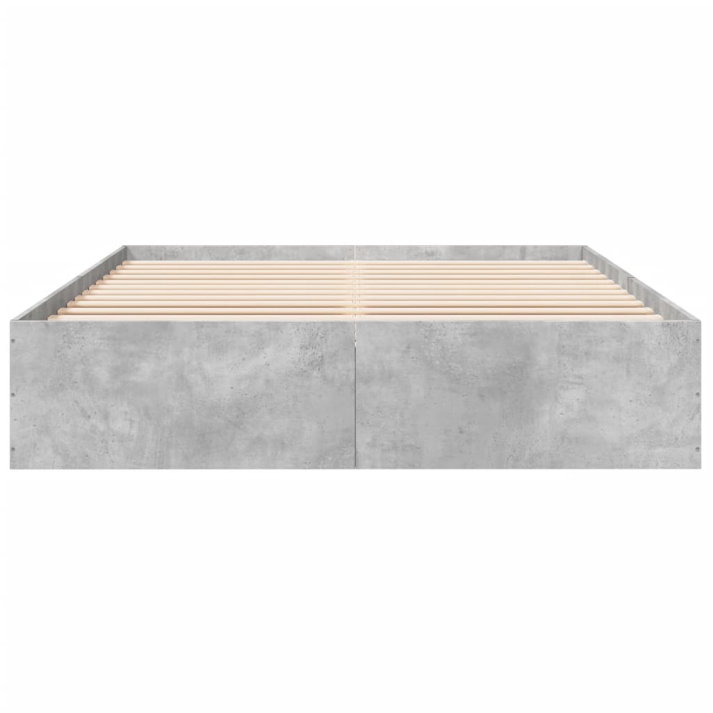 Cadru de pat, gri beton, 150x200 cm, lemn prelucrat GartenMobel Dekor