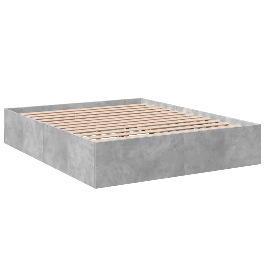Cadru de pat, gri beton, 150x200 cm, lemn prelucrat GartenMobel Dekor
