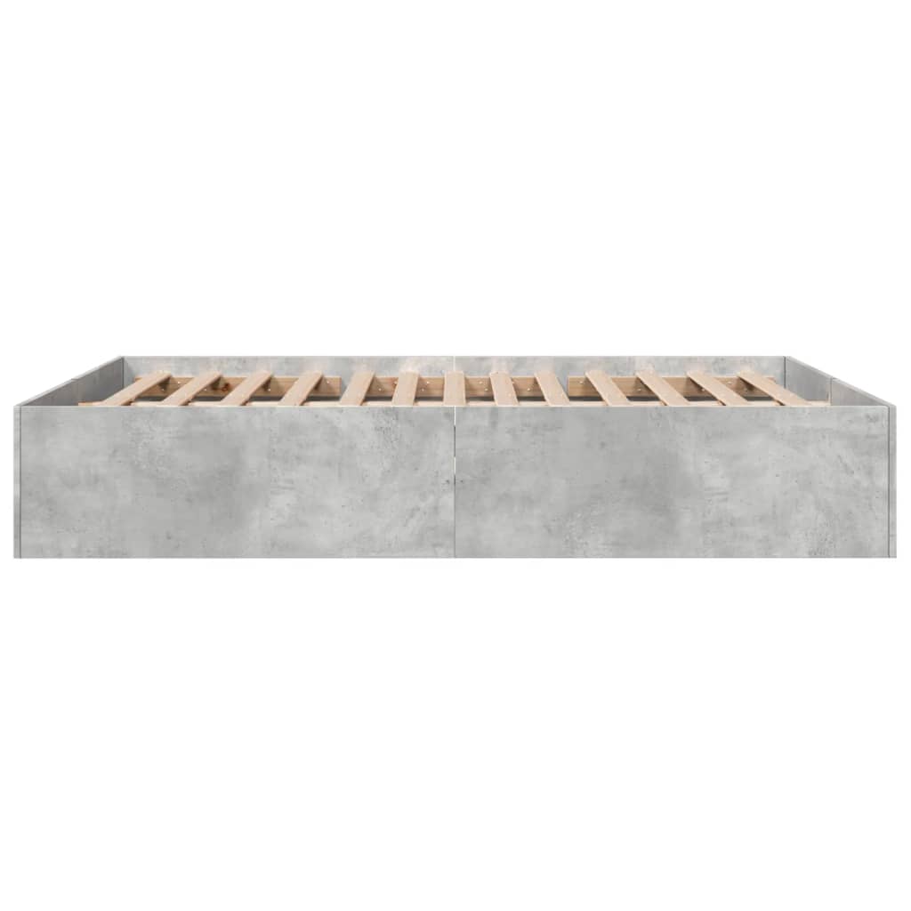 Cadru de pat, gri beton, 150x200 cm, lemn prelucrat GartenMobel Dekor