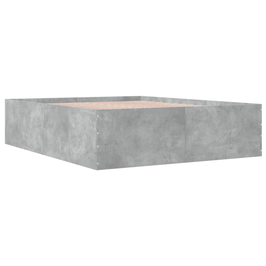Cadru de pat, gri beton, 160x200 cm, lemn prelucrat GartenMobel Dekor