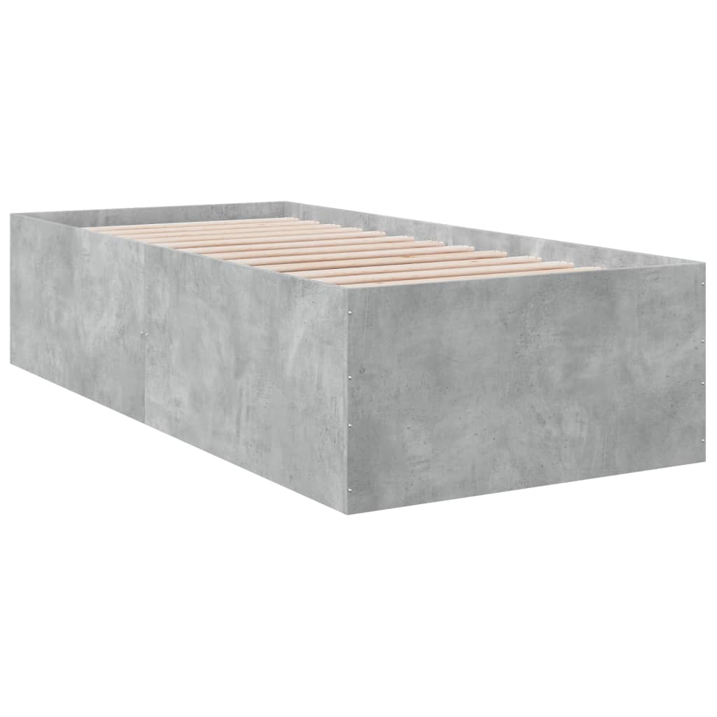 Cadru de pat, gri beton, 75x190 cm, lemn prelucrat GartenMobel Dekor