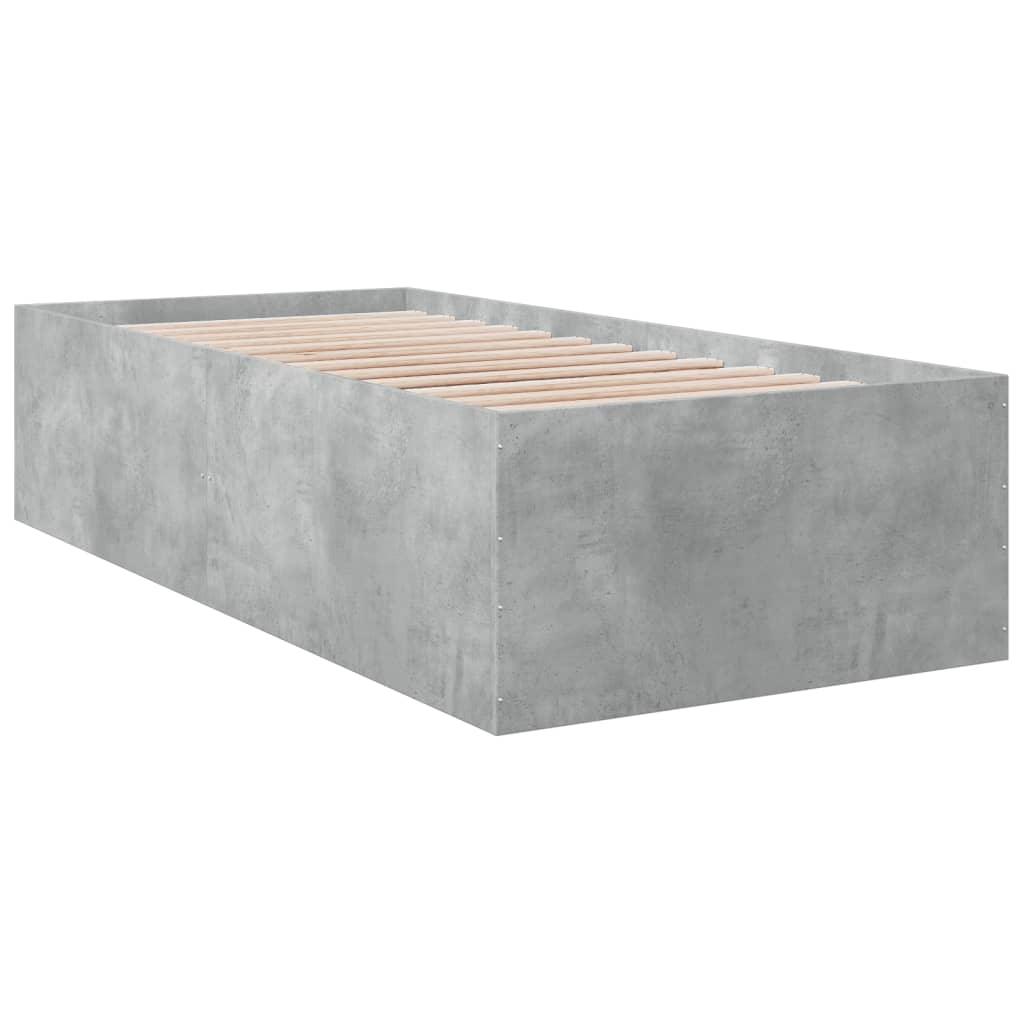 Cadru de pat, gri beton, 75x190 cm, lemn prelucrat GartenMobel Dekor