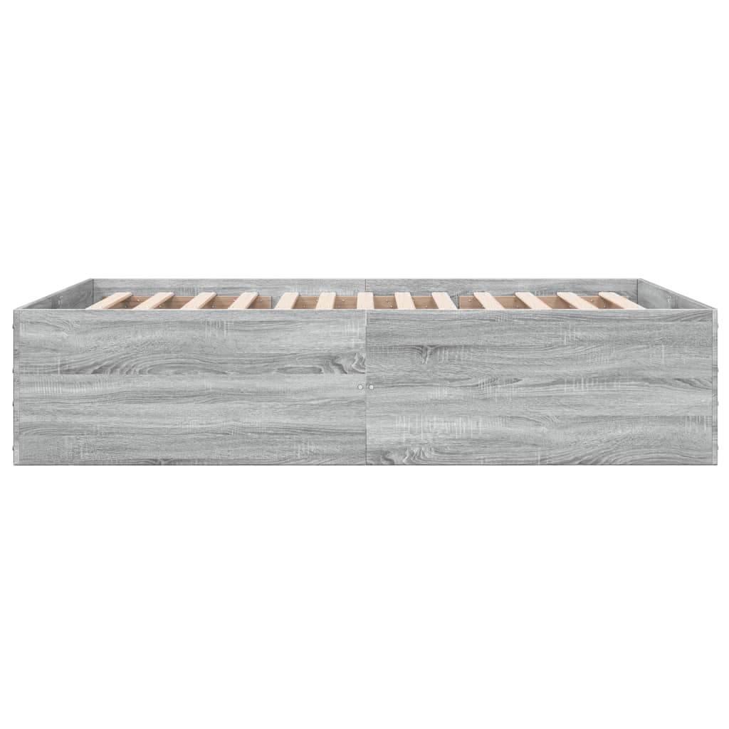 Cadru de pat, gri sonoma, 135x190 cm, lemn prelucrat GartenMobel Dekor