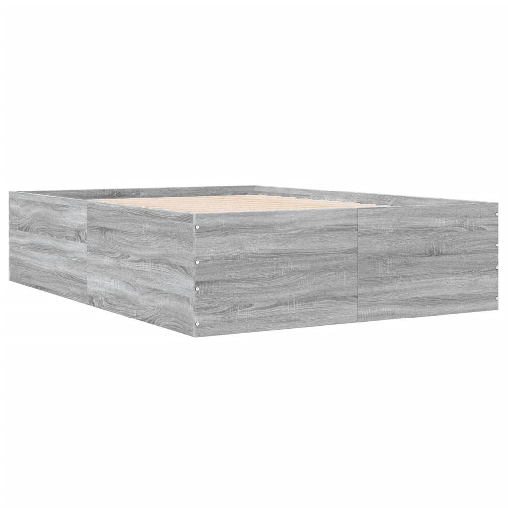 Cadru de pat, gri sonoma, 135x190 cm, lemn prelucrat GartenMobel Dekor