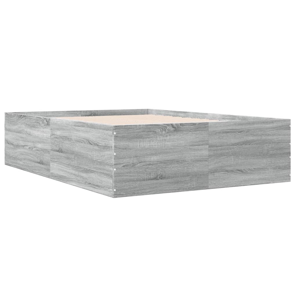 Cadru de pat, gri sonoma, 140x190 cm, lemn prelucrat GartenMobel Dekor