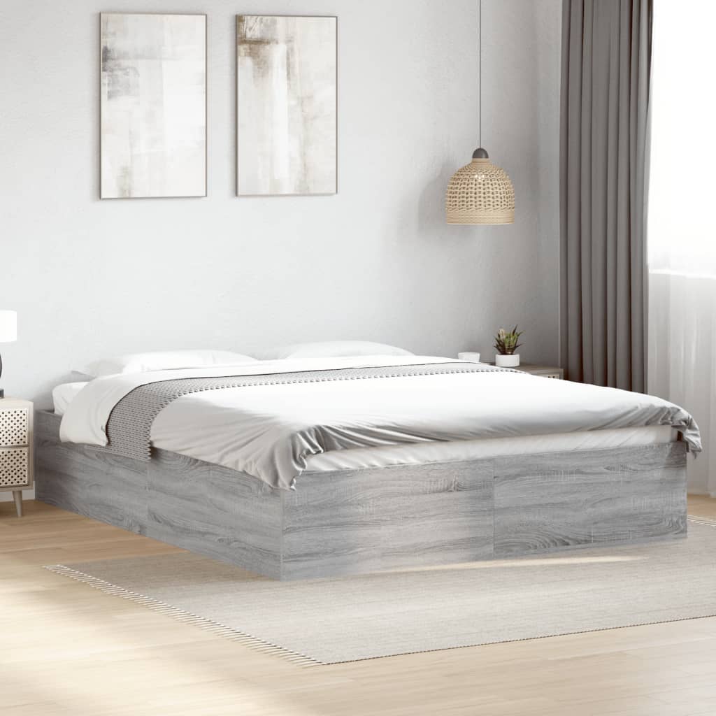Cadru de pat, gri sonoma, 160x200 cm, lemn prelucrat GartenMobel Dekor
