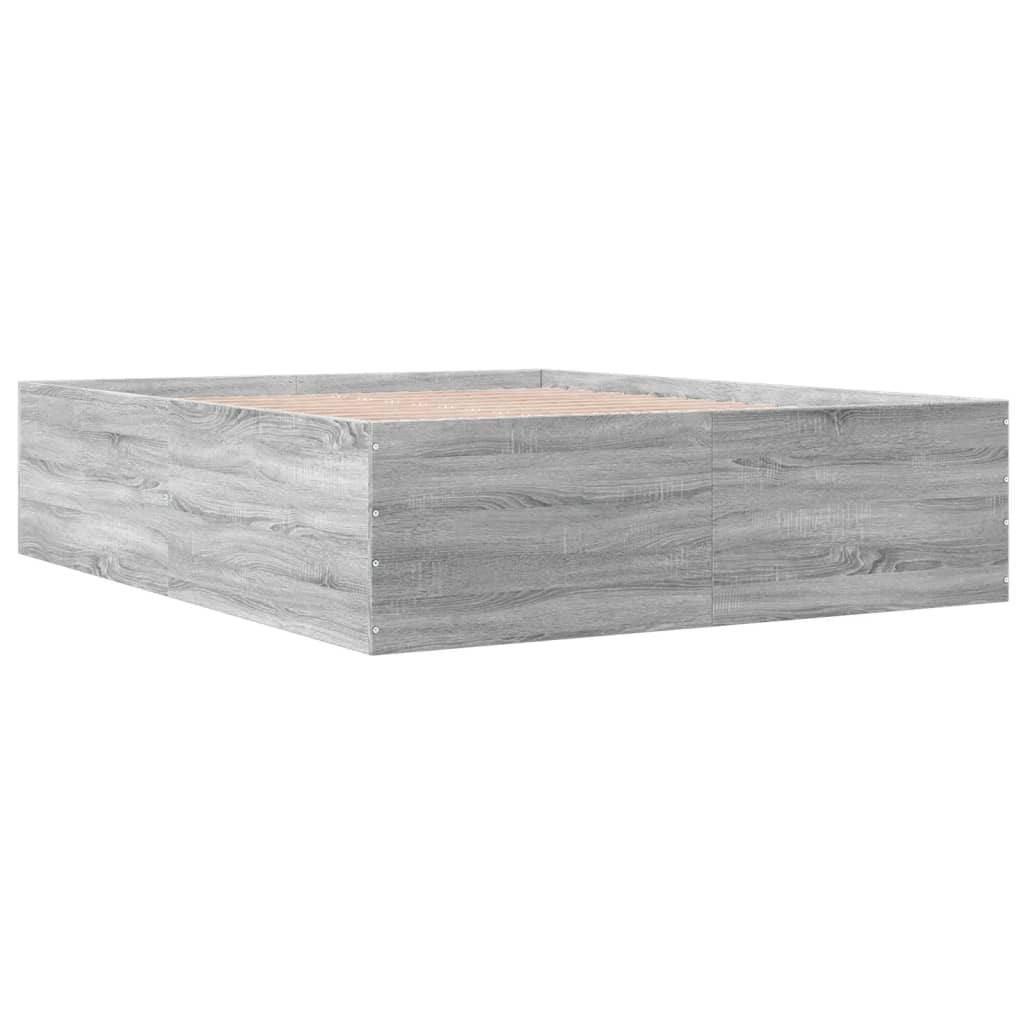 Cadru de pat, gri sonoma, 160x200 cm, lemn prelucrat GartenMobel Dekor