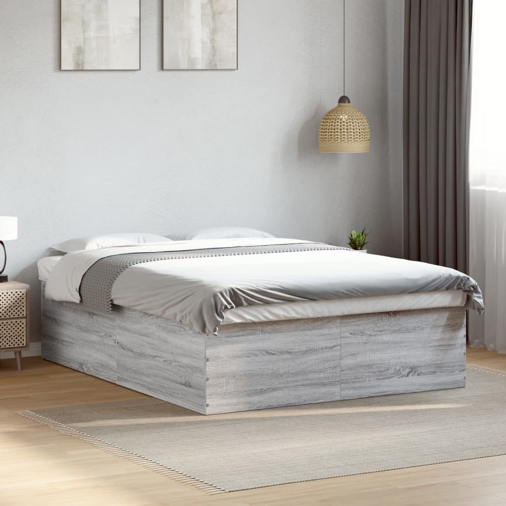 Cadru de pat, gri sonoma, 160x200 cm, lemn prelucrat GartenMobel Dekor