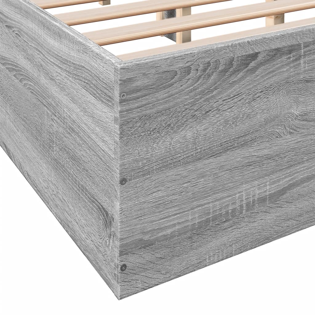 Cadru de pat, gri sonoma, 160x200 cm, lemn prelucrat GartenMobel Dekor